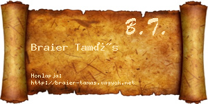 Braier Tamás névjegykártya